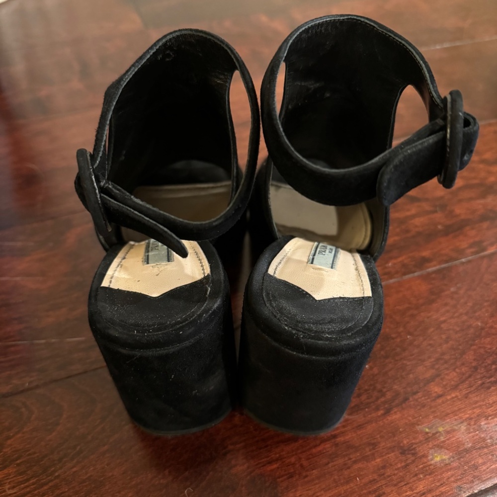 PRADA Peep Toe Suede Slingback Sandals Size 36 (Box NOT included) - Picture 3 of 5